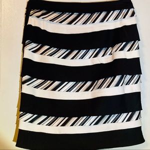 White House Black Market Mix Striped Tiered Pencil Skirt